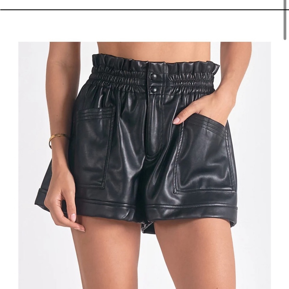 Black Leather Women's Shorts